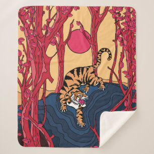 Japanese Tiger Sherpa Blanket