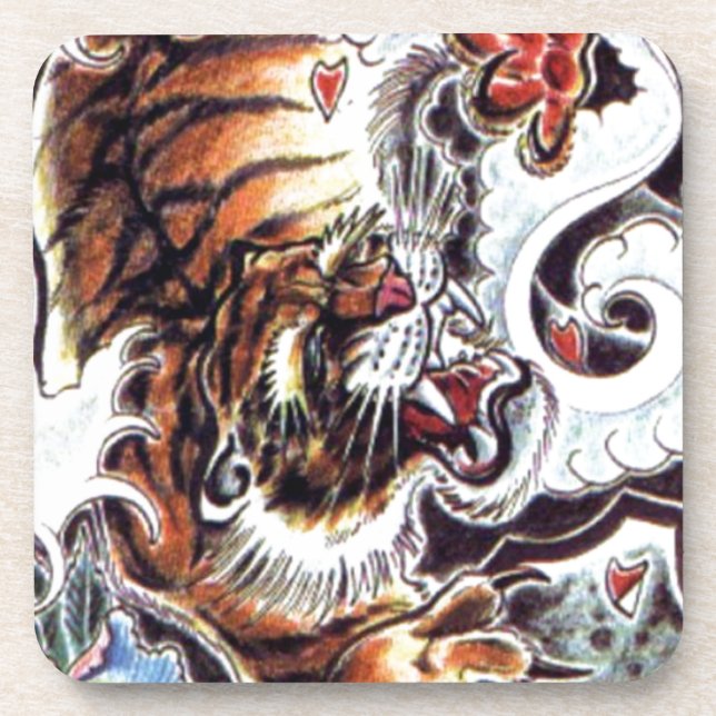 Japanese Tiger Tattoo Coaster (Front)