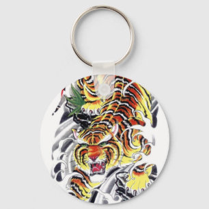 Japanese Tiger Tattoo Design Key Ring