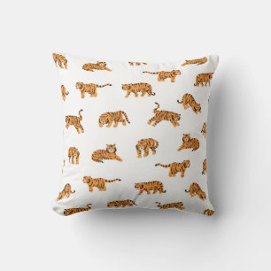Japanese Tiger: Vintage Doodle Seamless Cushion