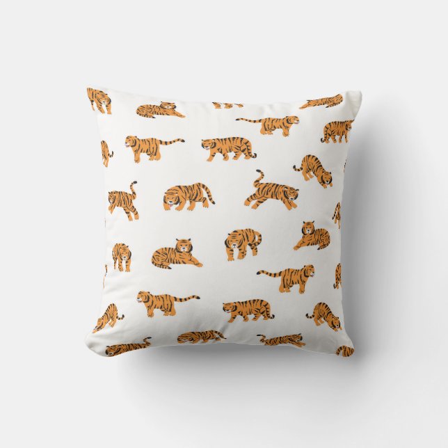 Japanese Tiger: Vintage Doodle Seamless Cushion (Front)