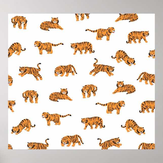 Japanese Tiger: Vintage Doodle Seamless Poster (Front)