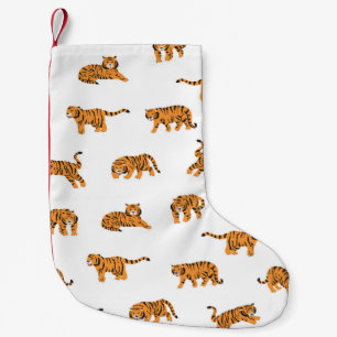 Japanese Tiger: Vintage Doodle Seamless Small Christmas Stocking