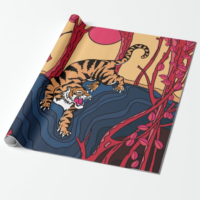 Japanese Tiger Wrapping Paper (Unrolled)