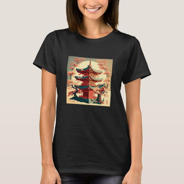 Japanese Tokyo Asian inspired retro 60u2019s style T-Shirt (Front)