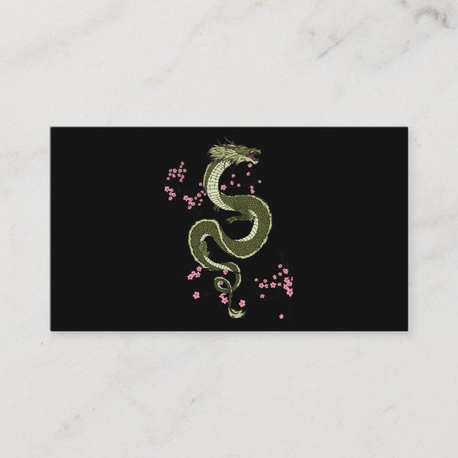Japanese Tokyo Dragon Asian retro 80’s style 3 Business Card (Front)