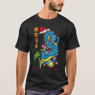 Japanese Tokyo Dragon Asian Retro 80u2019s Style T-Shirt