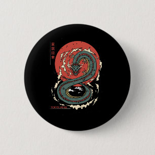 Japanese Tokyo Dragon Asian Vintage Tattoo Neon Re 6 Cm Round Badge