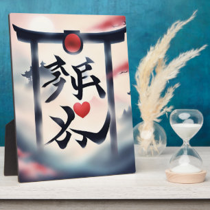 Japanese Torii Gate Calligraphy Art - Mystic Fog Plaque