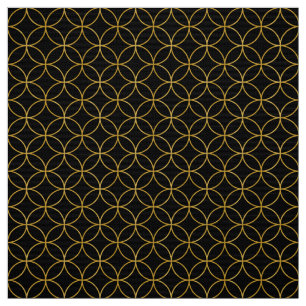 Japanese Traditional Design1 -SHIPPO- Black&Gold Fabric