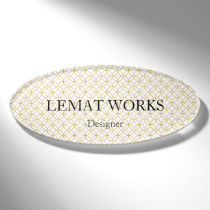 Japanese Traditional Design2 -SHIPPO- White&Gold Name Tag