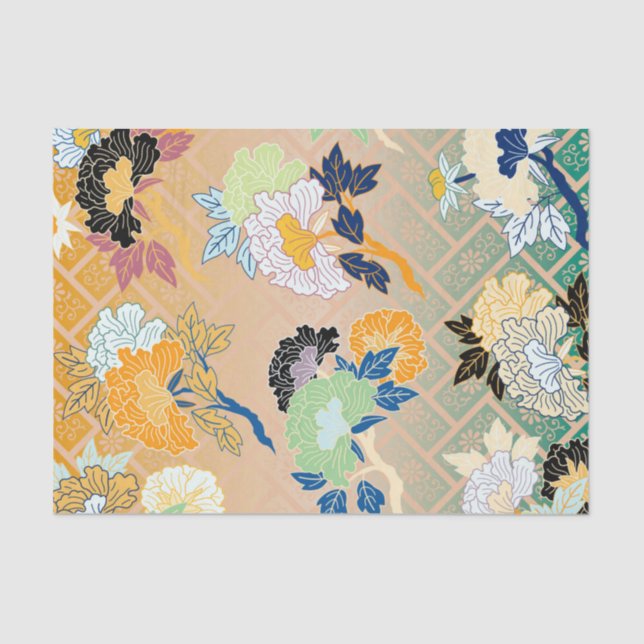 Japanese Traditional Floral Pattern Tissue Paper (Front)