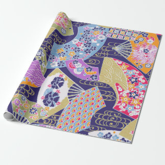 Japanese Traditional Geisha fans Wrapping Paper