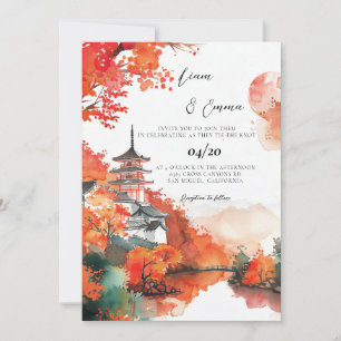Japanese Traditional KYOTO Landscape Wedding Invitation
