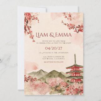Japanese Traditional Landscape Wedding Invitation