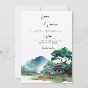 Japanese Traditional Landscape Wedding Invitation