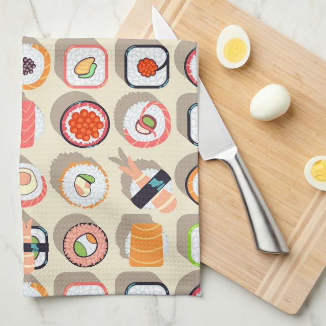 Japanese Traditional Sashiko Pattern Print Tea Towel (Quarter Fold)