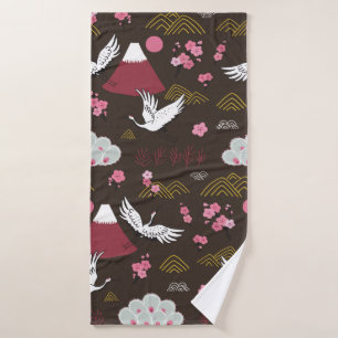 Japanese traditional seamless doodle pattern with bath towel