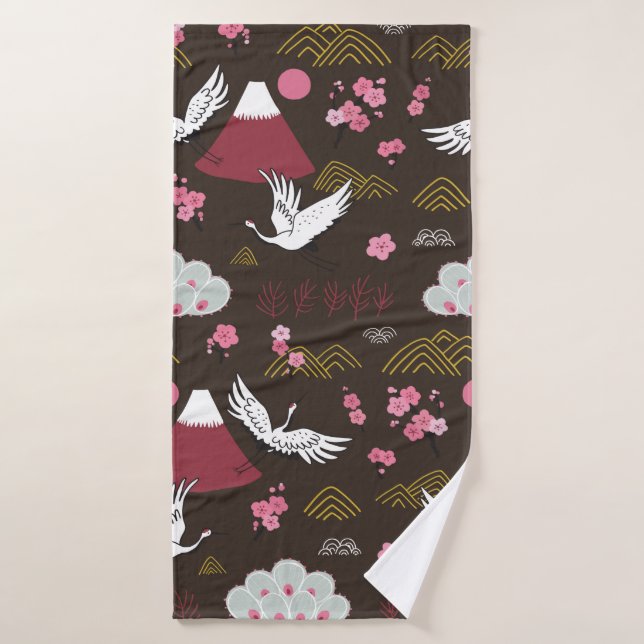 Japanese traditional seamless doodle pattern with  bath towel (Bath Towel)