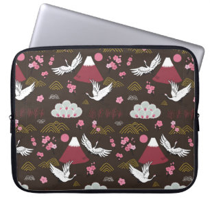 Japanese traditional seamless doodle pattern with laptop sleeve