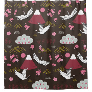 Japanese traditional seamless doodle pattern with shower curtain