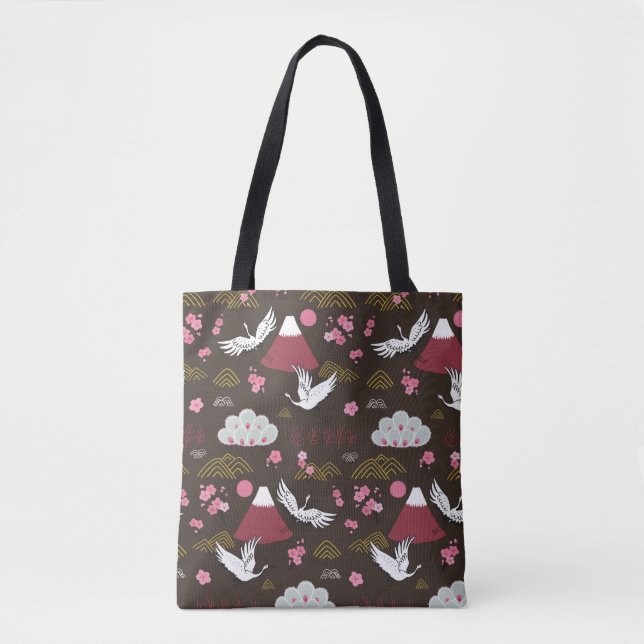 Japanese traditional seamless doodle pattern with  tote bag (Front)