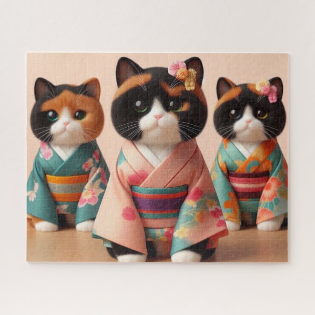 Japanese　Traditional　Vintage　cat Jigsaw Puzzle (Horizontal)