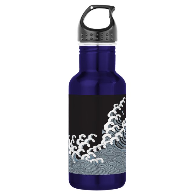 Japanese Traditional Wave Pattern 532 Ml Water Bottle (Front)