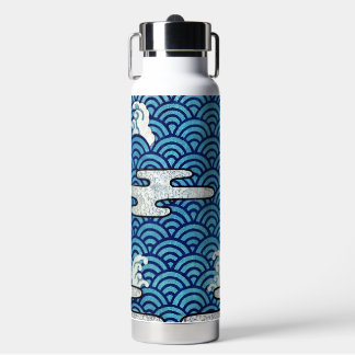 Japanese Traditional Wave Pattern Water Bottle