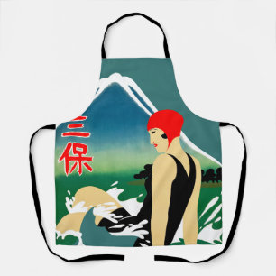 Japanese Travel Tourism Poster 1930s Art Deco Girl Apron