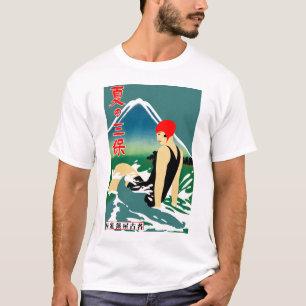 Japanese Travel Tourism Poster 1930s Art Deco Girl T-Shirt