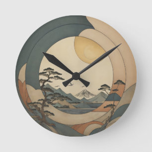 Japanese tree landscape round clock