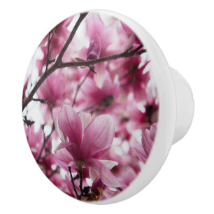 Japanese Tulip Floral Ceramic Knob