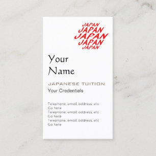 Japanese Tutor Appointment Business Cards