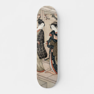 Japanese two geishas maiko ukiyo-e vintage skateboard