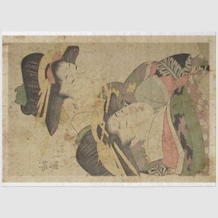 Japanese Two Ladies Woodblock Print Ukiyo Style Tissue Paper