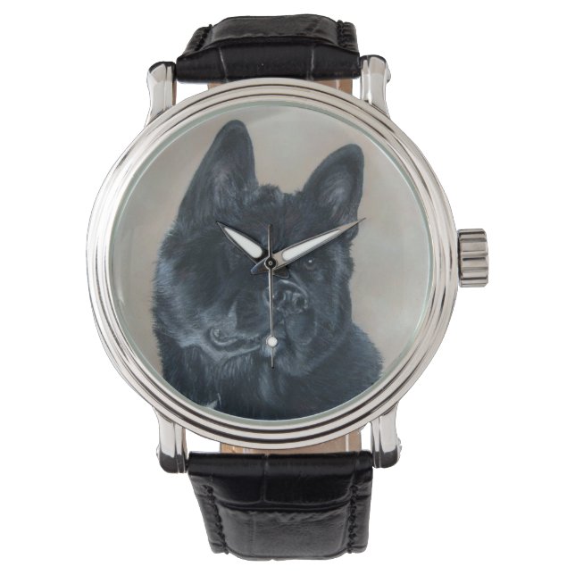 Japanese type American black akita dog  Watch (Front)