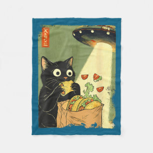 Japanese UFO Tacos Cat Anime Fleece Blanket