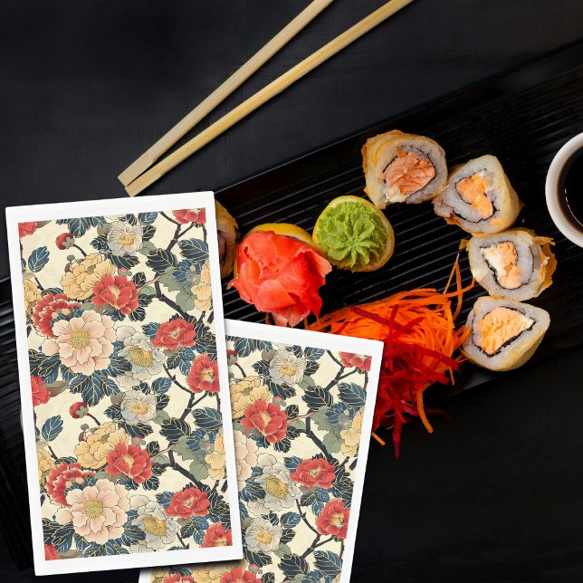 Japanese Ukiyo-E Art Floral Pattern Napkin (Creator Uploaded)