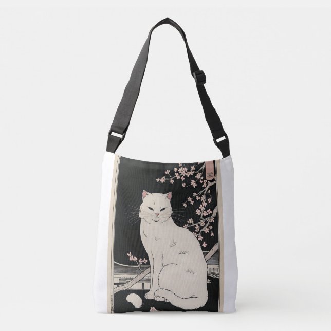 Japanese ukiyo e cat art crossbody bag (Front)