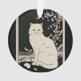 Japanese ukiyo e cat art ornament