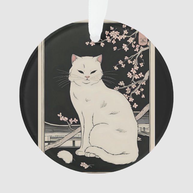 Japanese ukiyo e cat art ornament (Front)
