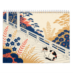 Japanese Ukiyo-e Cats Four Seasons Woodblock Art Calendar
