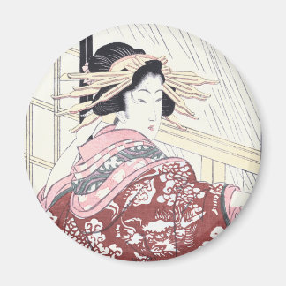 Japanese Ukiyo-e Courtesan with Hair Ornaments Magnet