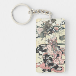 Japanese Ukiyo-e Daimyo no okuzashiki by Toyohiro Key Ring