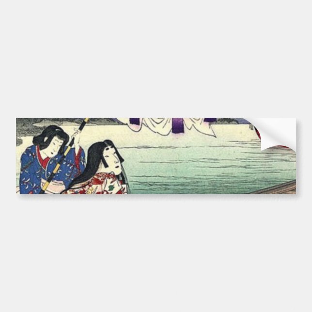 japanese ukiyo-e landscape kimono geisha bumper sticker (Front)