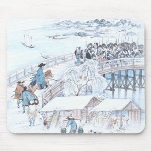 Japanese Ukiyo-e of 47 Ronin on the Ryogoku Bridge Mouse Mat