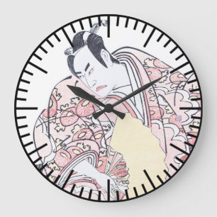 Japanese Ukiyo-e Portrait of Minamoto no Yorimitsu Large Clock