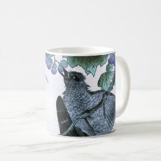 Japanese Ukiyo-e Print of a Bird eating Grapes Coffee Mug