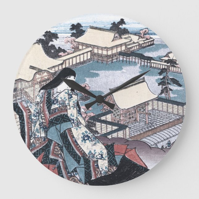Japanese Ukiyo-e Print with a View of Kyoto Large Clock (Front)